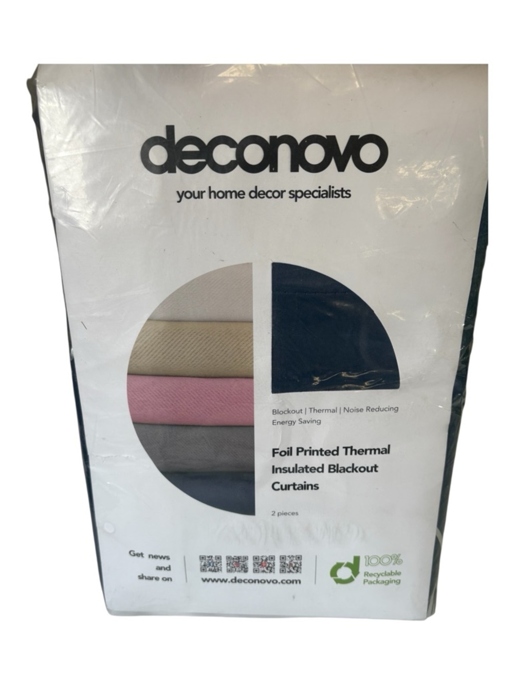 Deconovo Thermal Insulated Blackout Curtains - Navy. 1 pair